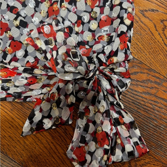 Nightway Y2K Vintage Red Black White Abstract Floral Halter Tie Waist Top 8 - Picture 7 of 7